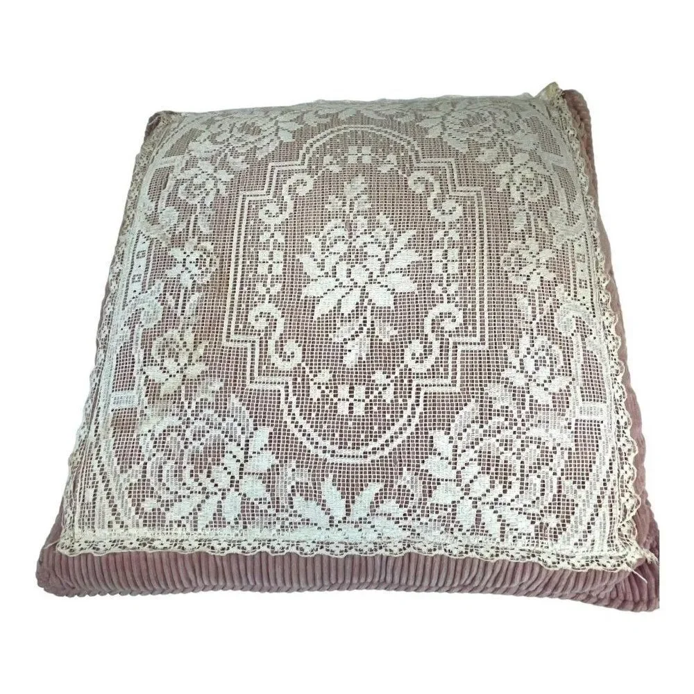 Vintage Lace Floral Velvet Back Doily throw pillow cottage core granny shabb 13